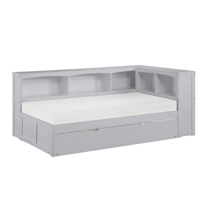 Orion-(4) Twin Bookcase Corner Platform Bed with Twin Trundle image