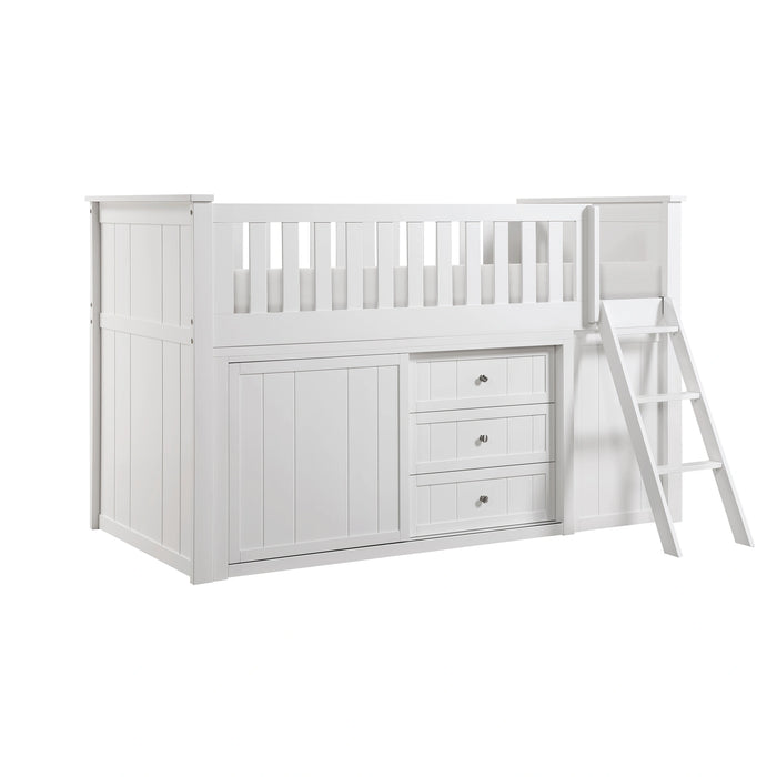 Galen-(5) Low Loft Bunk with Bookcase and Dresser image