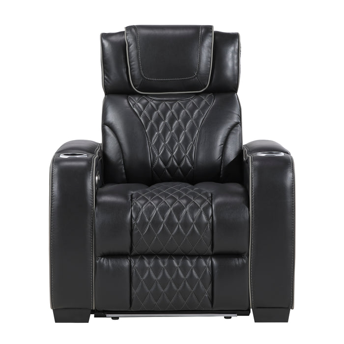 Apex-Power Reclining Chair with Power Headrest, Storage Arms with Cup Holders, Air Massage and Heat, LED Lighting and Charging Ports image