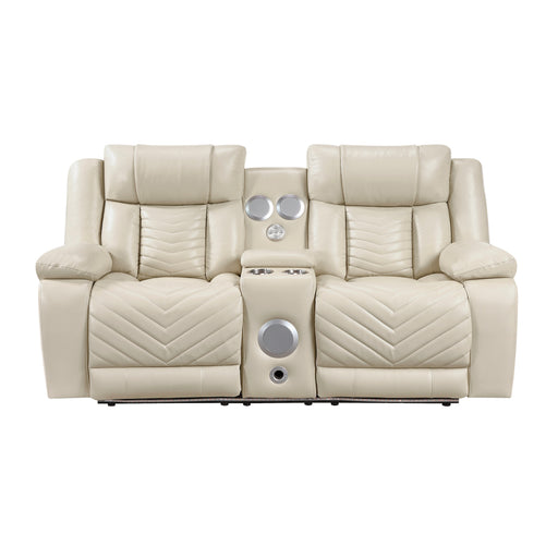 Huron-Power Double Reclining Love Seat with Center Console, Wireless Speakers, LED and Charging Ports image