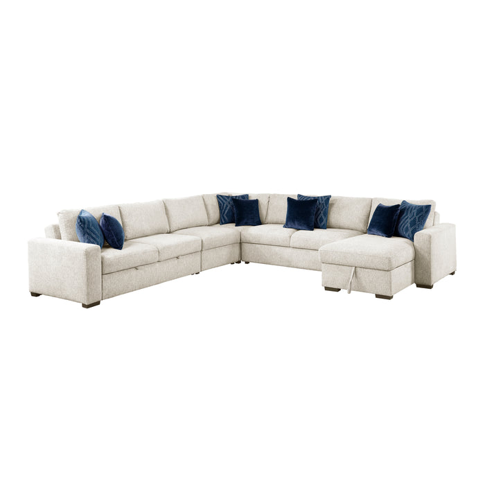 Isla-(6)5-Piece Sectional with Reversible Chaise, Pull-out Bed and Hidden Storage image