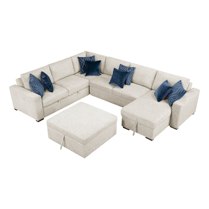 Isla-(6)5-Piece Sectional with Reversible Chaise, Pull-out Bed, Hidden Storage and Ottoman image