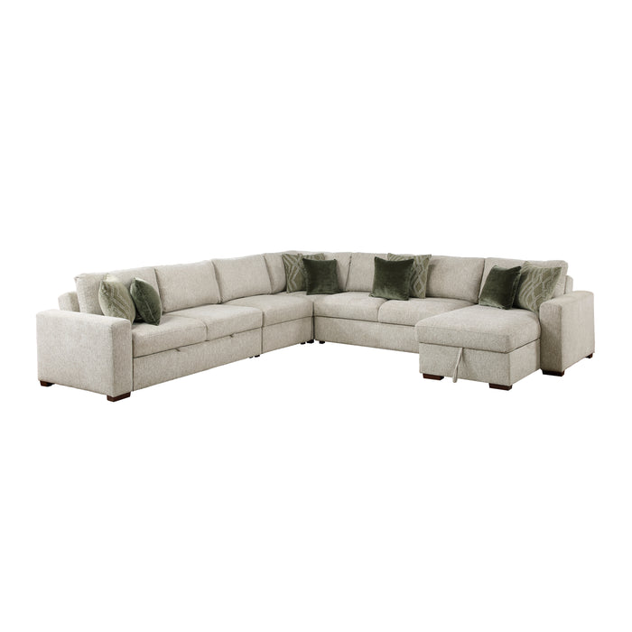 Isla-(6)5-Piece Sectional with Reversible Chaise and Pull-out Bed image