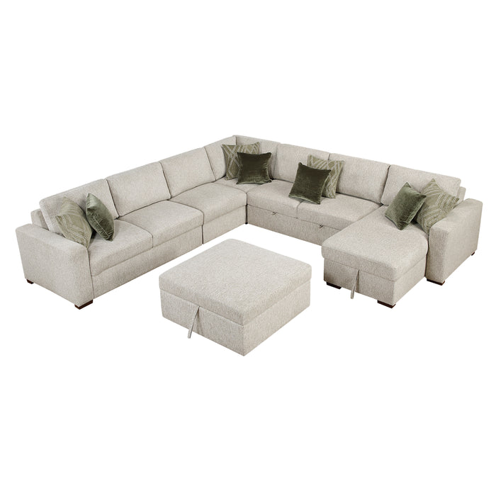 Isla-(7)6-Piece Sectional with Reversible Chaise, Pull-out Bed and Ottoman image