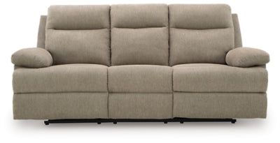 Side-Swipe Reclining Sofa with Drop Down Table