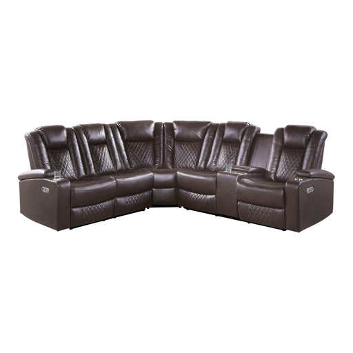Caelan-(3)3-Piece Power Reclining Sectional with Drop-Down Cup Holders, Reading Lights, Console, Storage Arms with Cup holders image