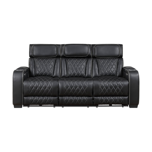 Fairway-Power Double Reclining Sofa with Center Drop-Down Cup Holders, Power Headrests, Storage Arms(Top and Side), Cup holders and Reading Lights, Two Wireless Chargers, Charging Ports and LED Lighting image