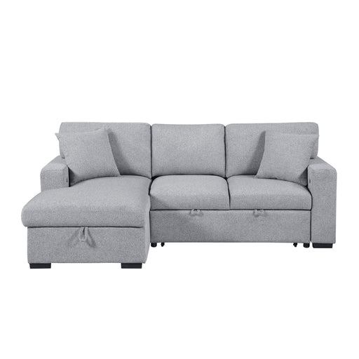 Pompano-(2)Sectional with Left Chaise, Pull-out Bed, Hidden Storages and Shelves, Charging Ports image