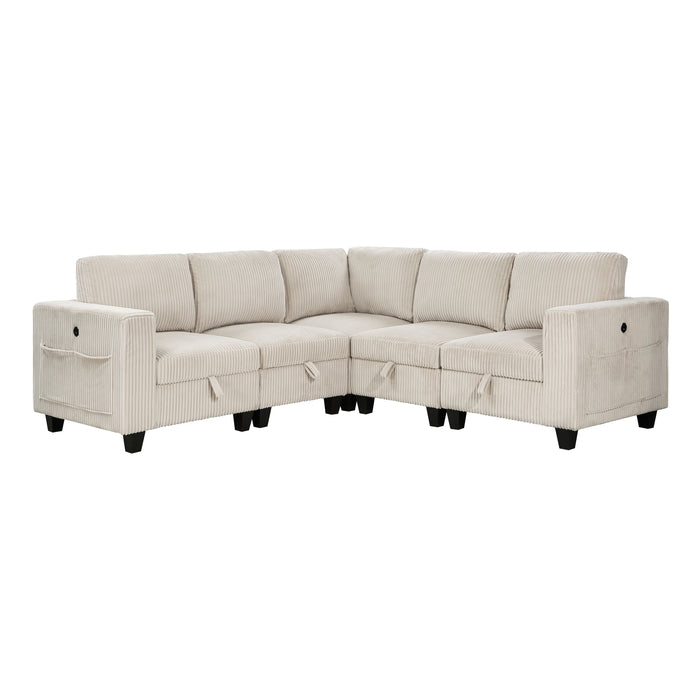 Walterboro-(5)5-Piece Sectional with Storage, Storage Pouches and Charging Ports image