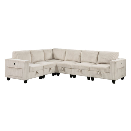 Walterboro-(6)6-Piece Sectional with Storage, Storage Pouches and Charging Ports image