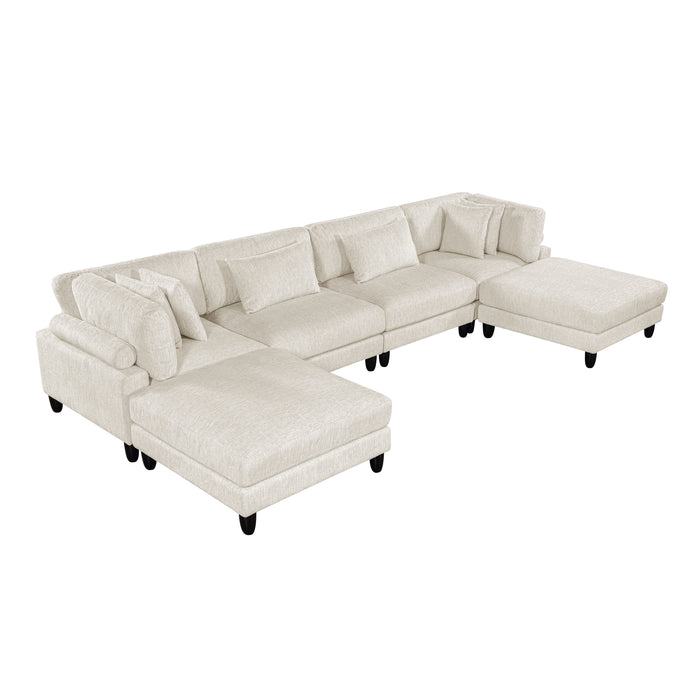 ;Robstown-(6)6-Piece Modular Sectional with Ottomans image