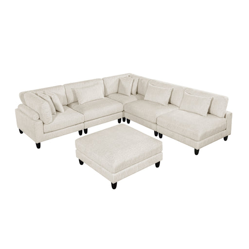 ;Robstown-(6)6-Piece Modular Sectional with Ottoman image