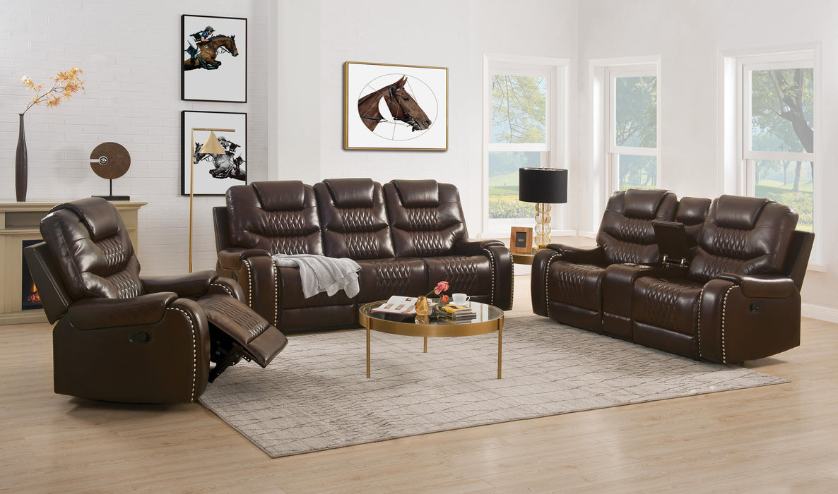 Braylon Brown PU Sofa+Loveseat (Motion)