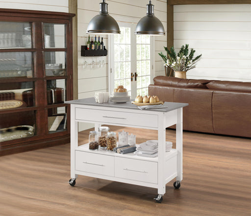 Ottawa Stainless Steel & White Kitchen Cart image