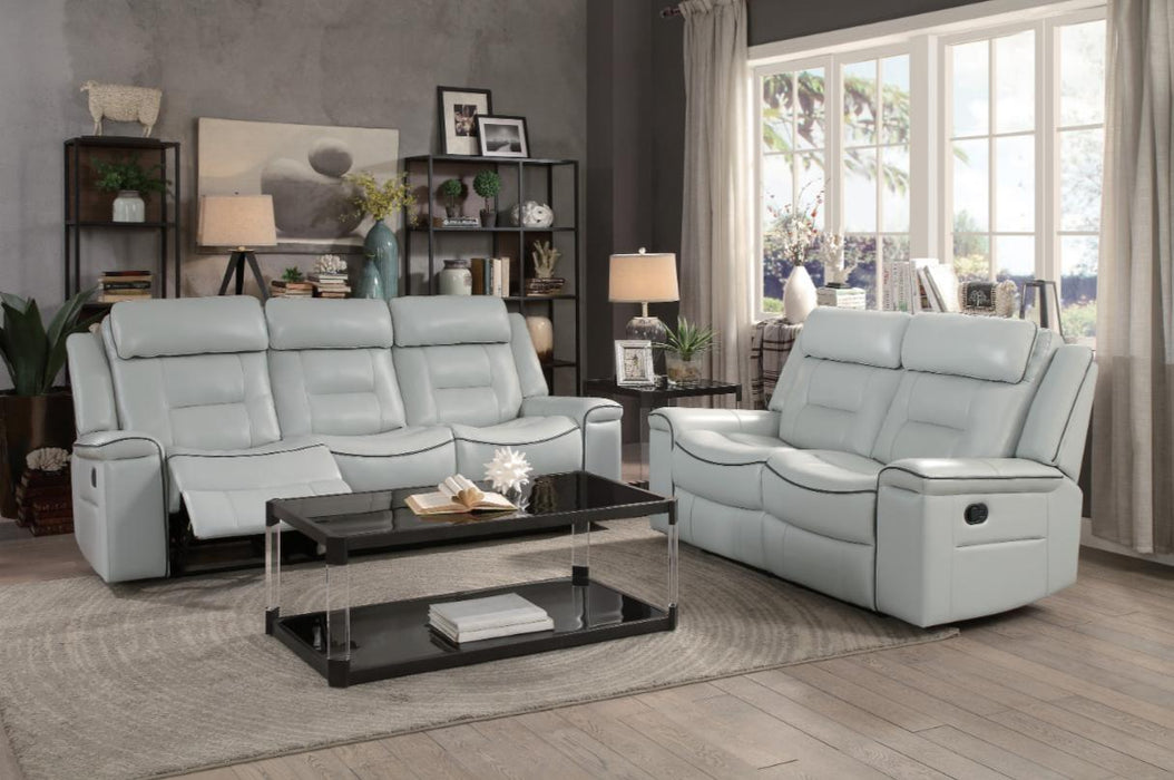 Homelegance Furniture Darwan Double Lay Flat Reclining Sofa in Light Gray
