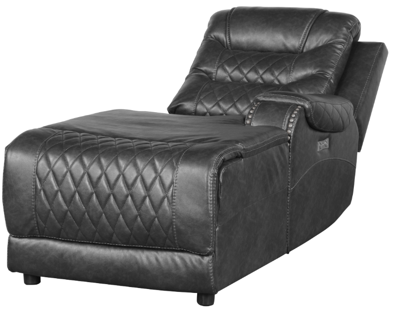 Homelegance Furniture Putnam Power Right Side Reclining Chaise with USB Port in Gray 9405GY-RCPW