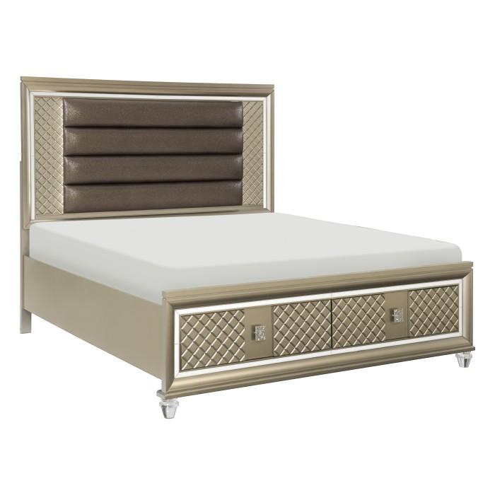 Loudon (3) California King Platform Bed with LED Lighting and Storage Footboard