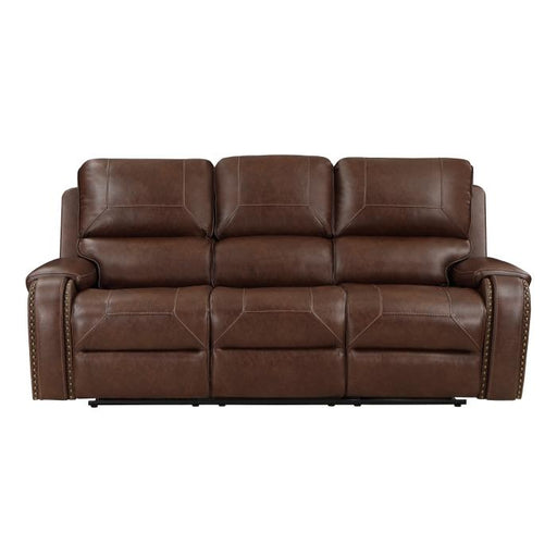 8549BRW-3 - Double Reclining Sofa with Center Drop-Down Cup Holders, Receptacles and USB Ports image