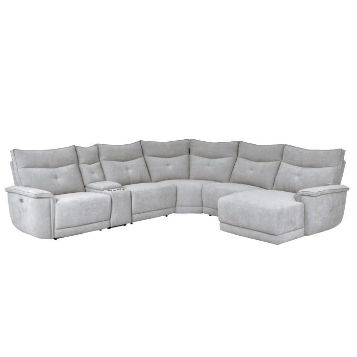 9509MGY6LRPWH5R - (6)6-Piece Modular Power Reclining Sectional with Power Headrests, Right Chaise and USB Port image