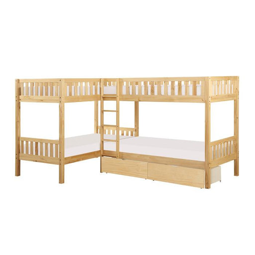 B2043CN-1T - (4) Corner Bunk Bed with Storage Boxes image