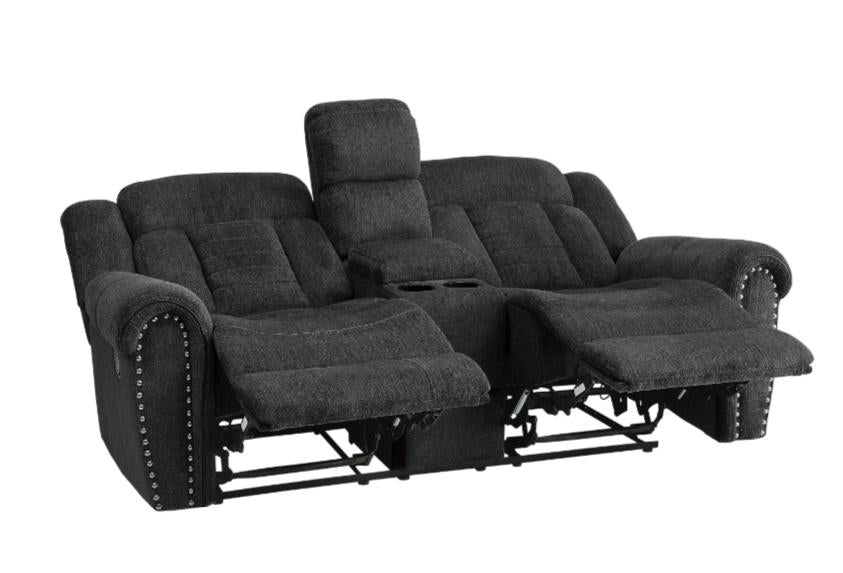 Nutmeg Double Reclining Loveseat in Charcoal Gray 9901CC-2