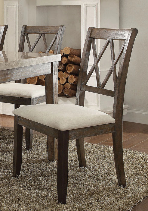Acme Furniture Claudia Side Chair in Beige and Brown (Set of 2) 71717